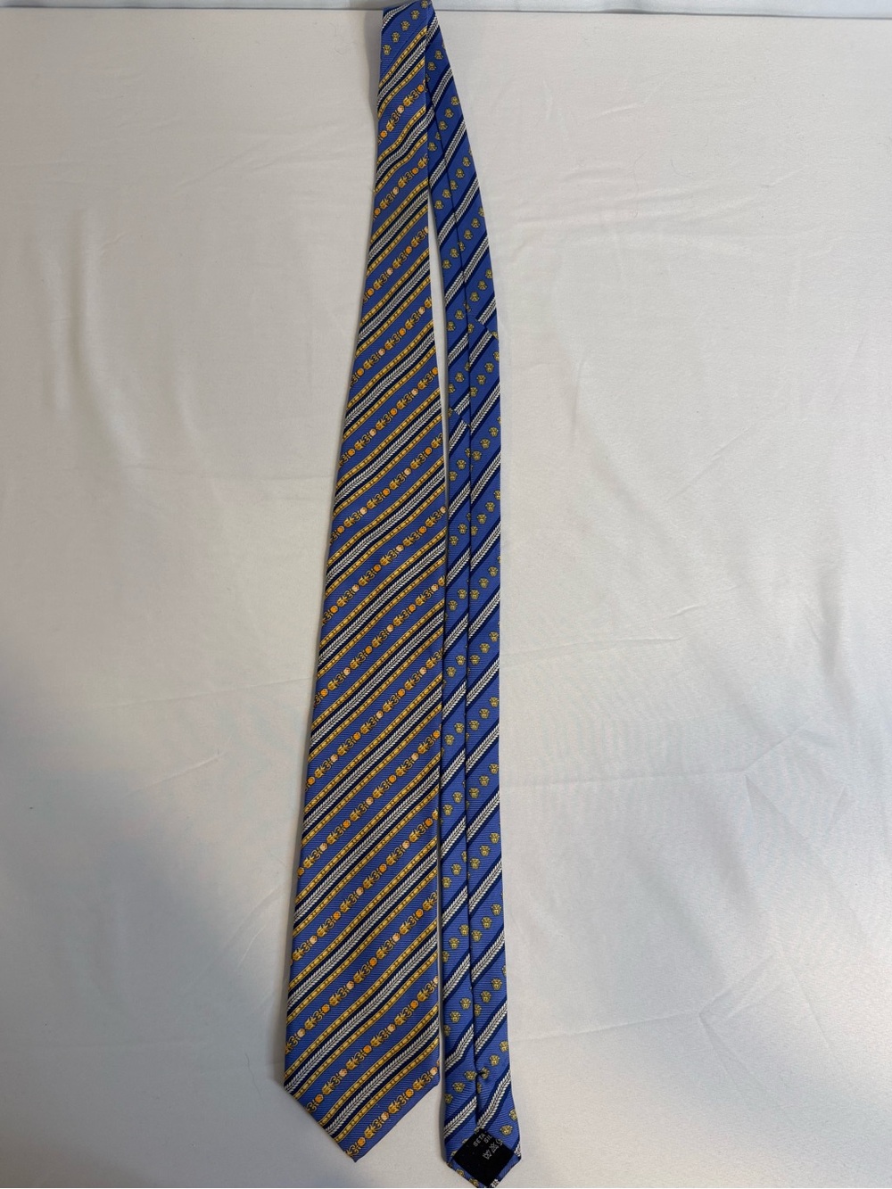 Vintage Gianni Versace Silk Tie Blue Gold Medusa